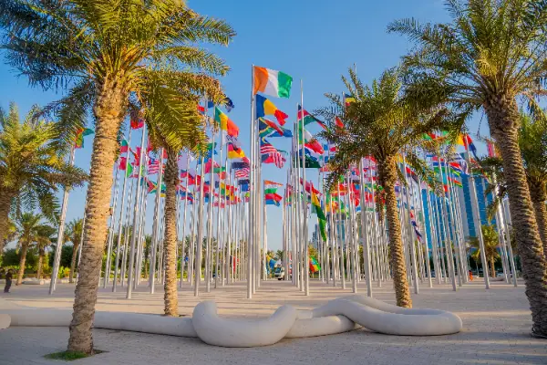 Traditional desert camp under starlit night sky in Qatar